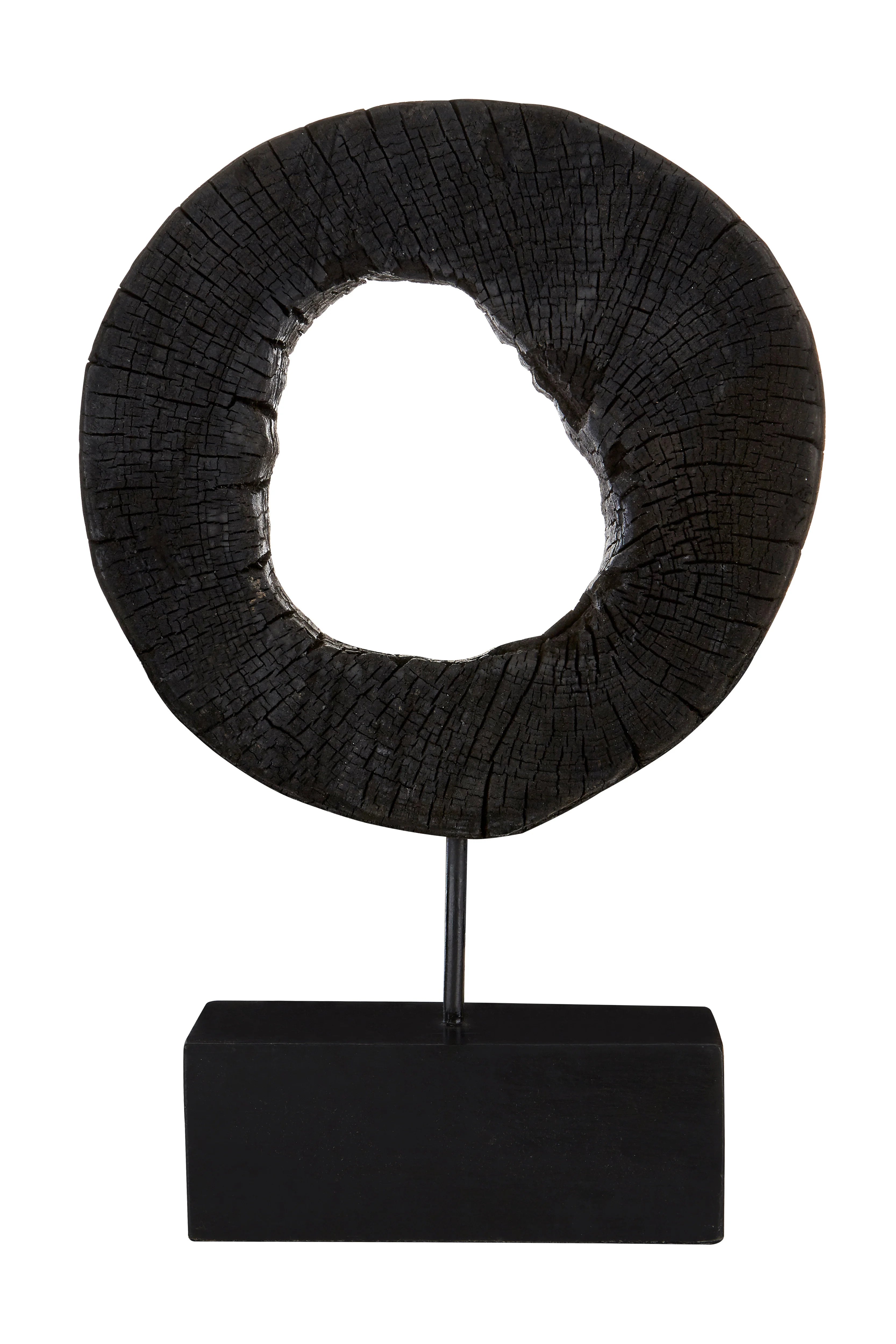 Osprey Rustic Black Mango Wood Hollow Disk Sculpture | Small